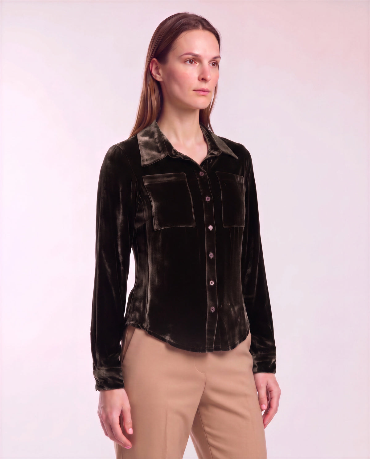 SYLVIA BROWNIE WOMEN'S VELVET LONG-SLEEVE SHIRT