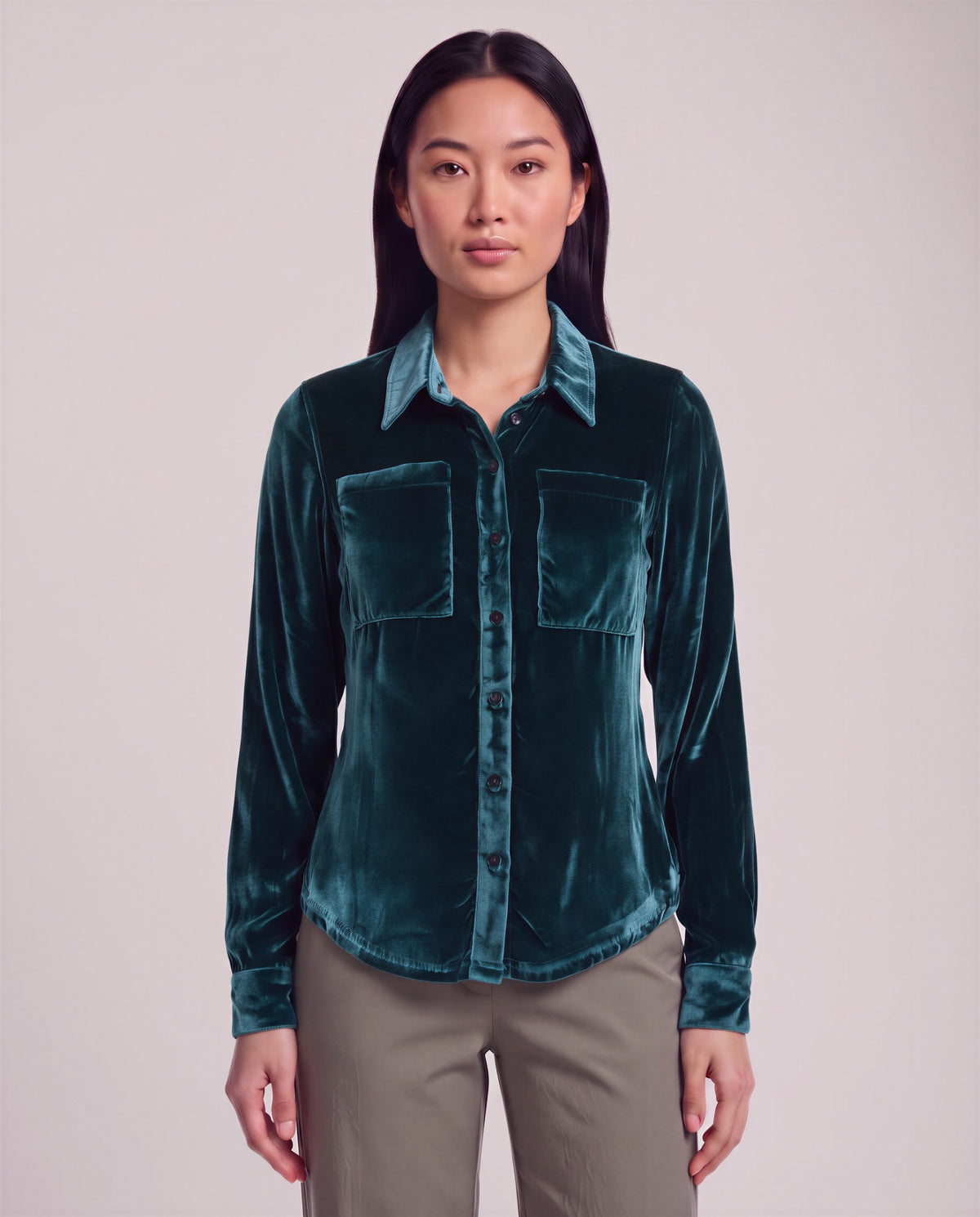 SYLVIA LEGEND WOMEN'S VELVET LONG-SLEEVE SHIRT