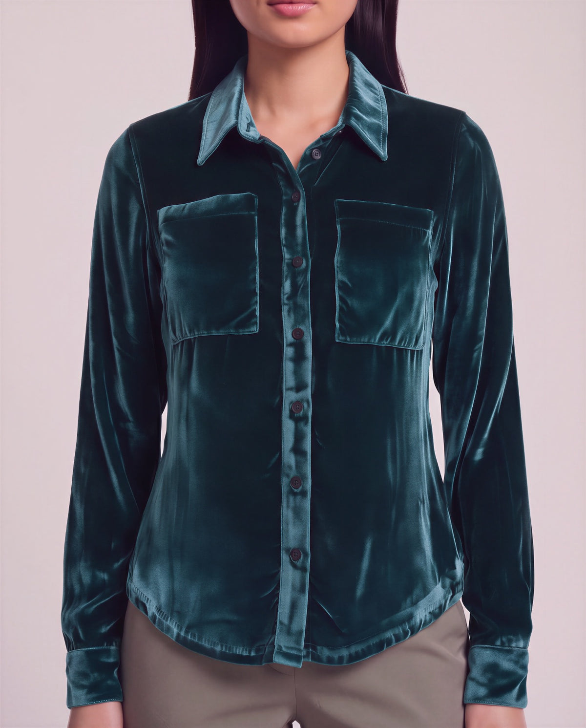 SYLVIA LEGEND WOMEN'S VELVET LONG-SLEEVE SHIRT