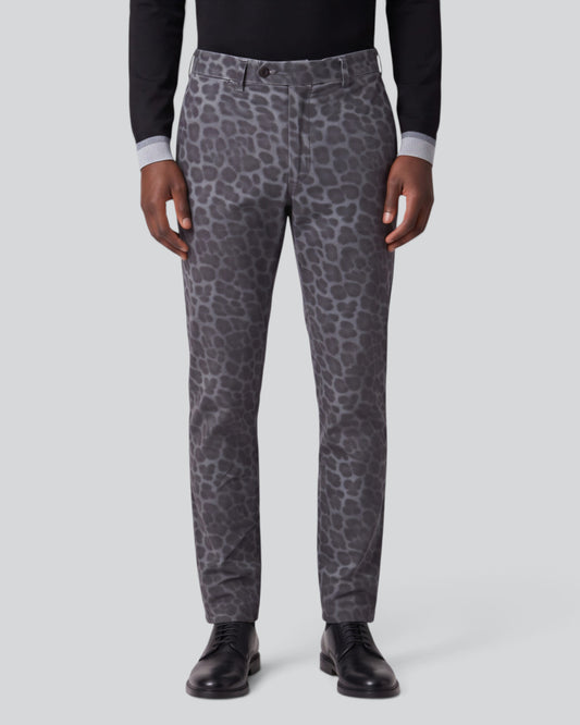 CLIFFORD LEOPARD SMOKE MEN'S VELVET FLAT-FRONT PANT