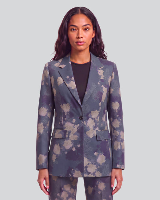 JANE LANS FLORAL BLACK WOMEN'S STRETCH TENCEL TAILORED JACKET
