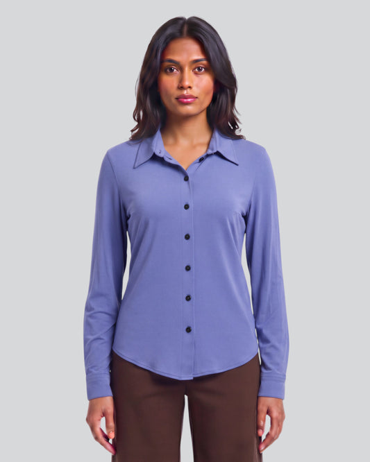 STEPHANIE DAWN BLUE WOMEN'S LYOCELL STRETCH LONG-SLEEVE SHIRT