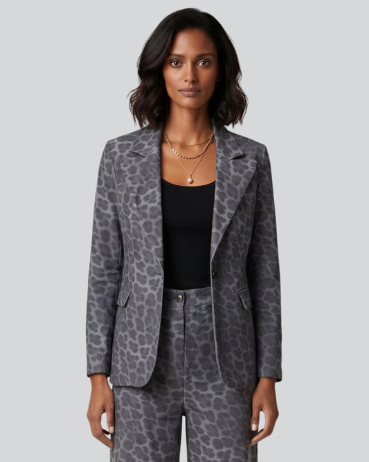 JOLENE LEOPARD SMOKE WOMEN'S VELVET TAILORED JACKET