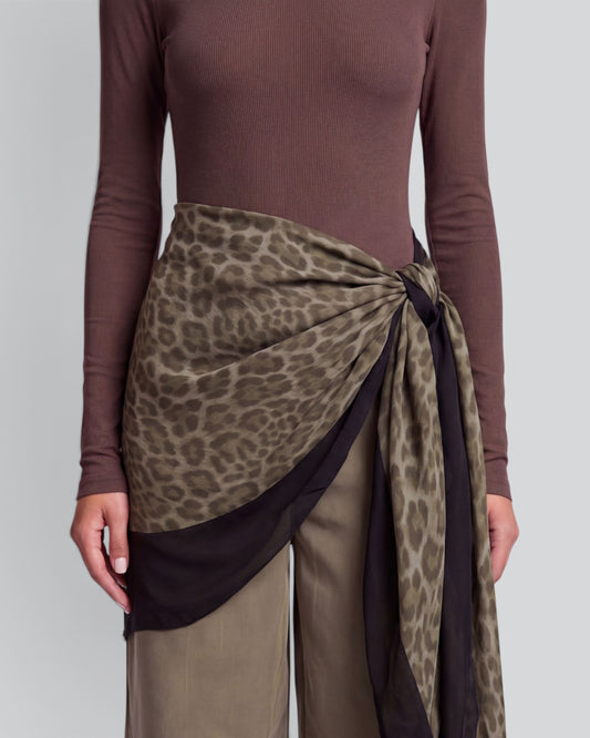 SAPPHIRA LEOPARD SAGE WOMEN'S SILK WRAP SCARF