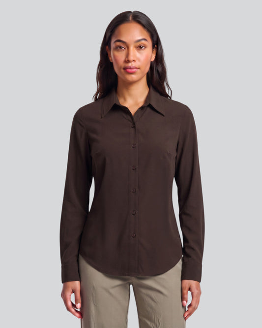 SUTTON BROWNIE WOMEN'S STRETCH SILK LONG-SLEEVE SHIRT