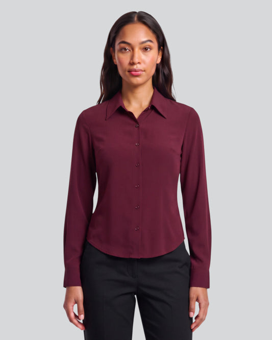 SUTTON PORT WOMEN'S STRETCH SILK LONG-SLEEVE SHIRT