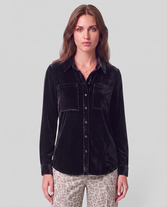 SYLVIA VELVET SHIRT - NAVY