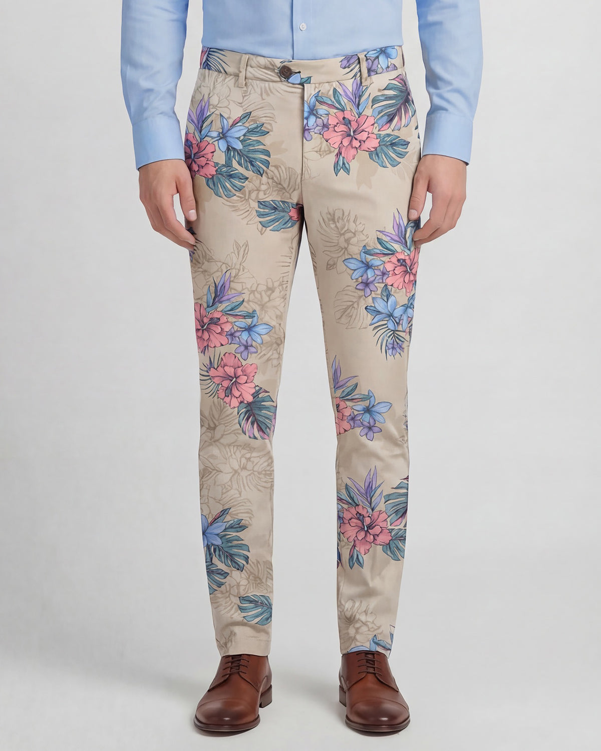 JACK EXOTIC FLORAL NATURAL MENS FLAT FRONT PANT