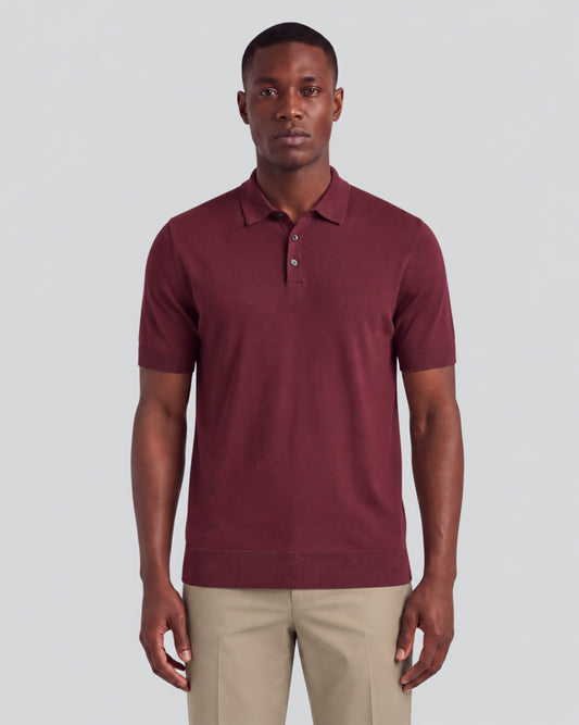 PILGRIM PORT MEN'S MERINO SILK CASHMERE POLO SWEATER